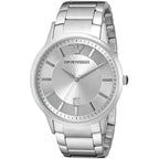 Emporio Armani Renato AR11189 43mm Men's Quartz Watch – Silver Sunray & Silver Stainless Steel Bracelet