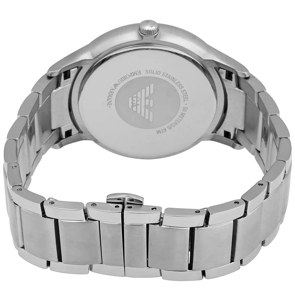 Emporio Armani Renato AR11189 43mm Men's Quartz Watch – Silver Sunray & Silver Stainless Steel Bracelet