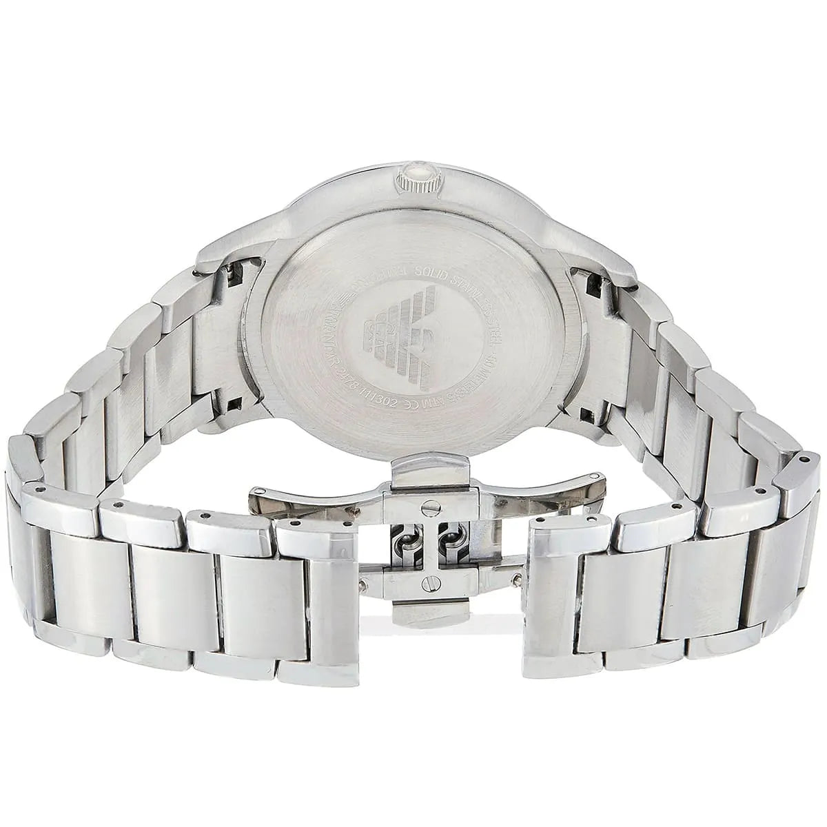 Emporio Armani Renato AR11189 43mm Men's Quartz Watch – Silver Sunray & Silver Stainless Steel Bracelet
