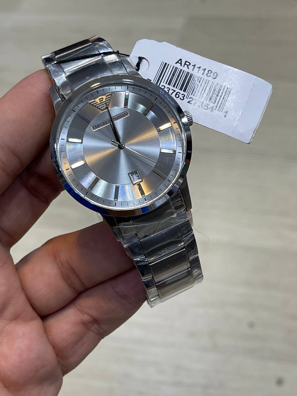 Emporio Armani Renato AR11189 43mm Men's Quartz Watch – Silver Sunray & Silver Stainless Steel Bracelet