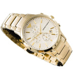 Emporio Armani Renato AR11332 43mm Men's Chronograph Watch – Off-White & Gold Stainless Steel Bracelet