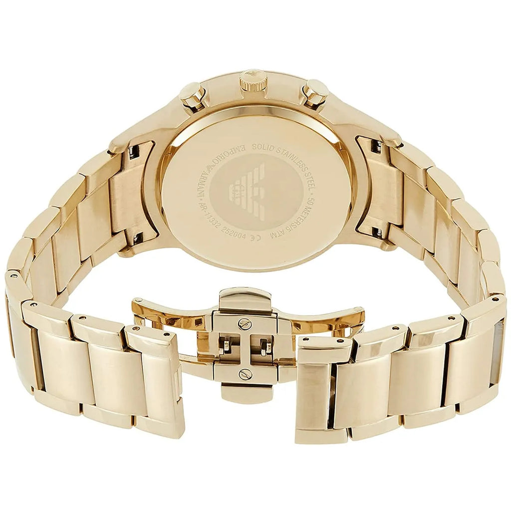 Emporio Armani Renato AR11332 43mm Men's Chronograph Watch – Off-White & Gold Stainless Steel Bracelet