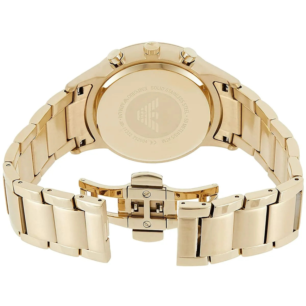Emporio Armani Renato AR11332 43mm Men's Chronograph Watch – Off-White & Gold Stainless Steel Bracelet