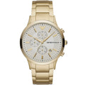 Emporio Armani Renato AR11332 43mm Men's Chronograph Watch – Off-White & Gold Stainless Steel Bracelet