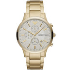 Emporio Armani Renato AR11332 43mm Men's Chronograph Watch – Off-White & Gold Stainless Steel Bracelet