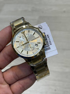 Emporio Armani Renato AR11332 43mm Men's Chronograph Watch – Off-White & Gold Stainless Steel Bracelet