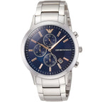 Emporio Armani Renato AR11458 43mm Men's Chronograph Watch – Royal Blue Textured & Royal Blue Stainless Steel Bracelet