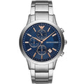 Emporio Armani Renato AR11458 43mm Men's Chronograph Watch – Royal Blue Textured & Royal Blue Stainless Steel Bracelet