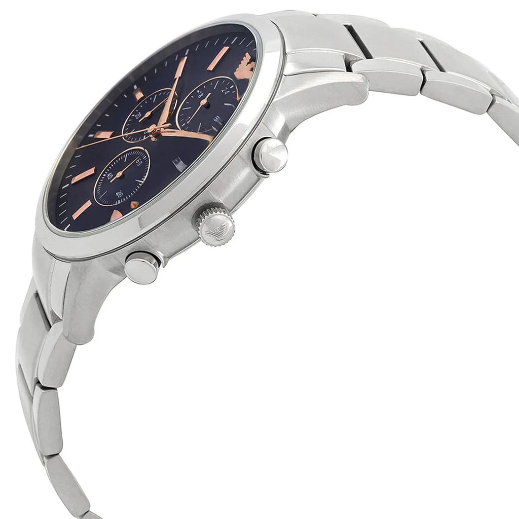 Emporio Armani Renato AR11458 43mm Men's Chronograph Watch – Royal Blue Textured & Royal Blue Stainless Steel Bracelet
