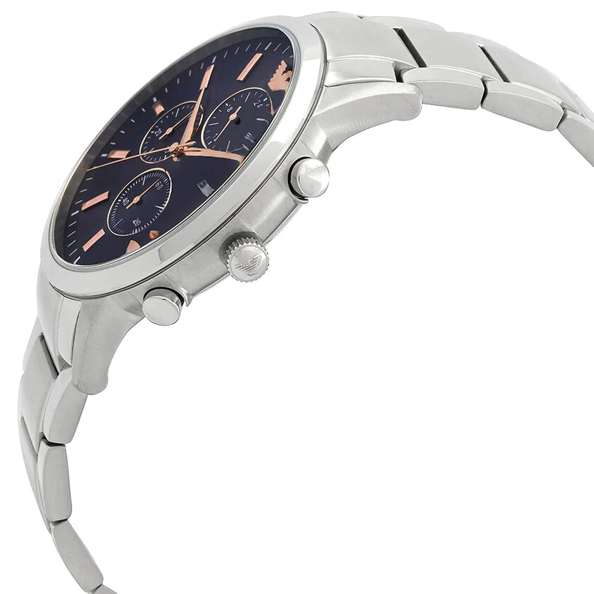 Emporio Armani Renato AR11458 43mm Men's Chronograph Watch – Royal Blue Textured & Royal Blue Stainless Steel Bracelet