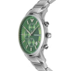 Emporio Armani Renato AR11507 Men's Chronograph Watch – Green Sunray & Silver Stainless Steel Bracelet