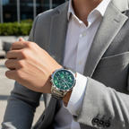 Emporio Armani Renato AR11507 Men's Chronograph Watch – Green Sunray & Silver Stainless Steel Bracelet