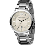 Emporio Armani Renato AR2431 43mm Men's Quartz Watch – Champagne Sunray & Silver Stainless Steel Bracelet