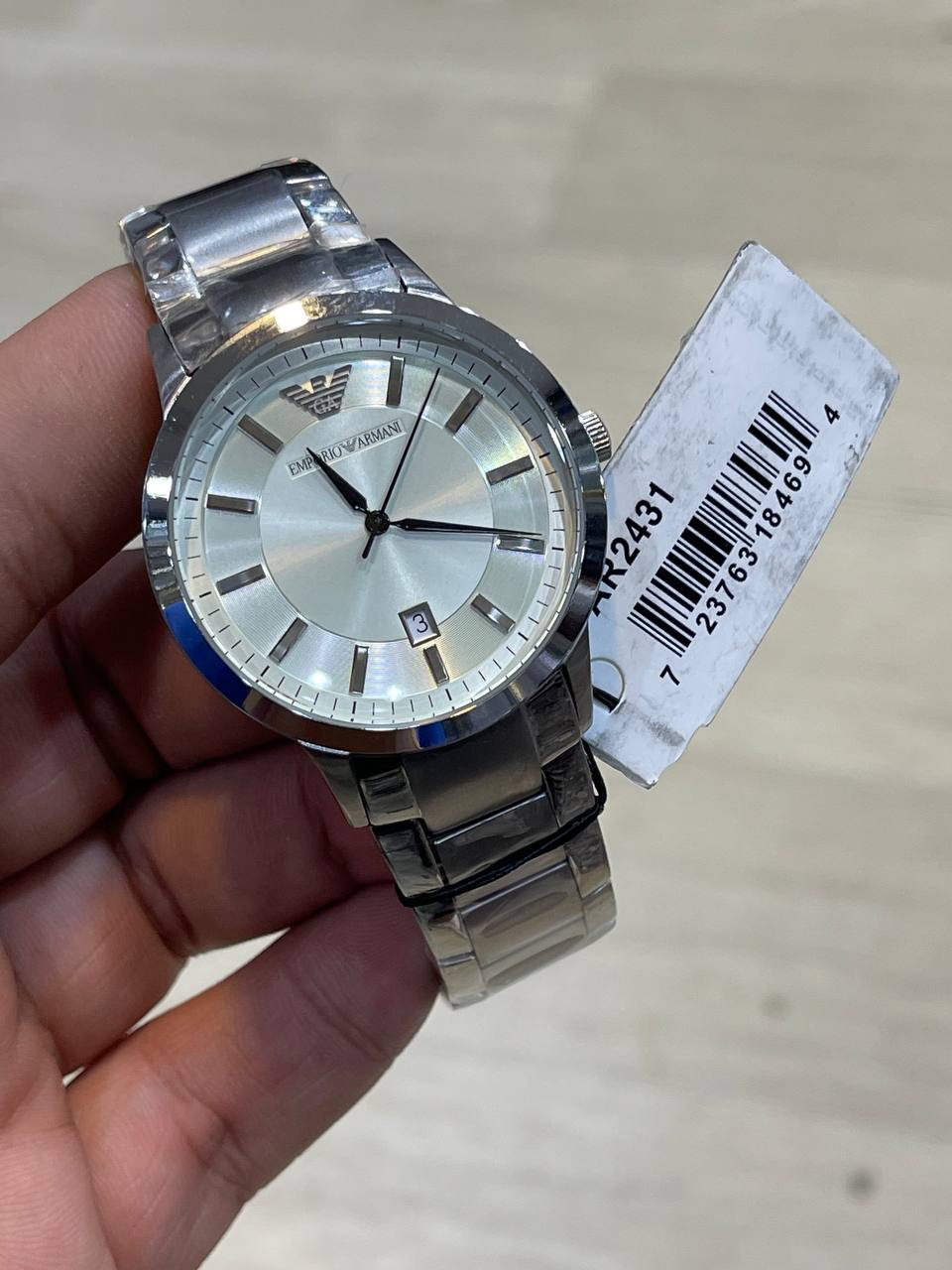 Emporio Armani Renato AR2431 43mm Men's Quartz Watch – Champagne Sunray & Silver Stainless Steel Bracelet