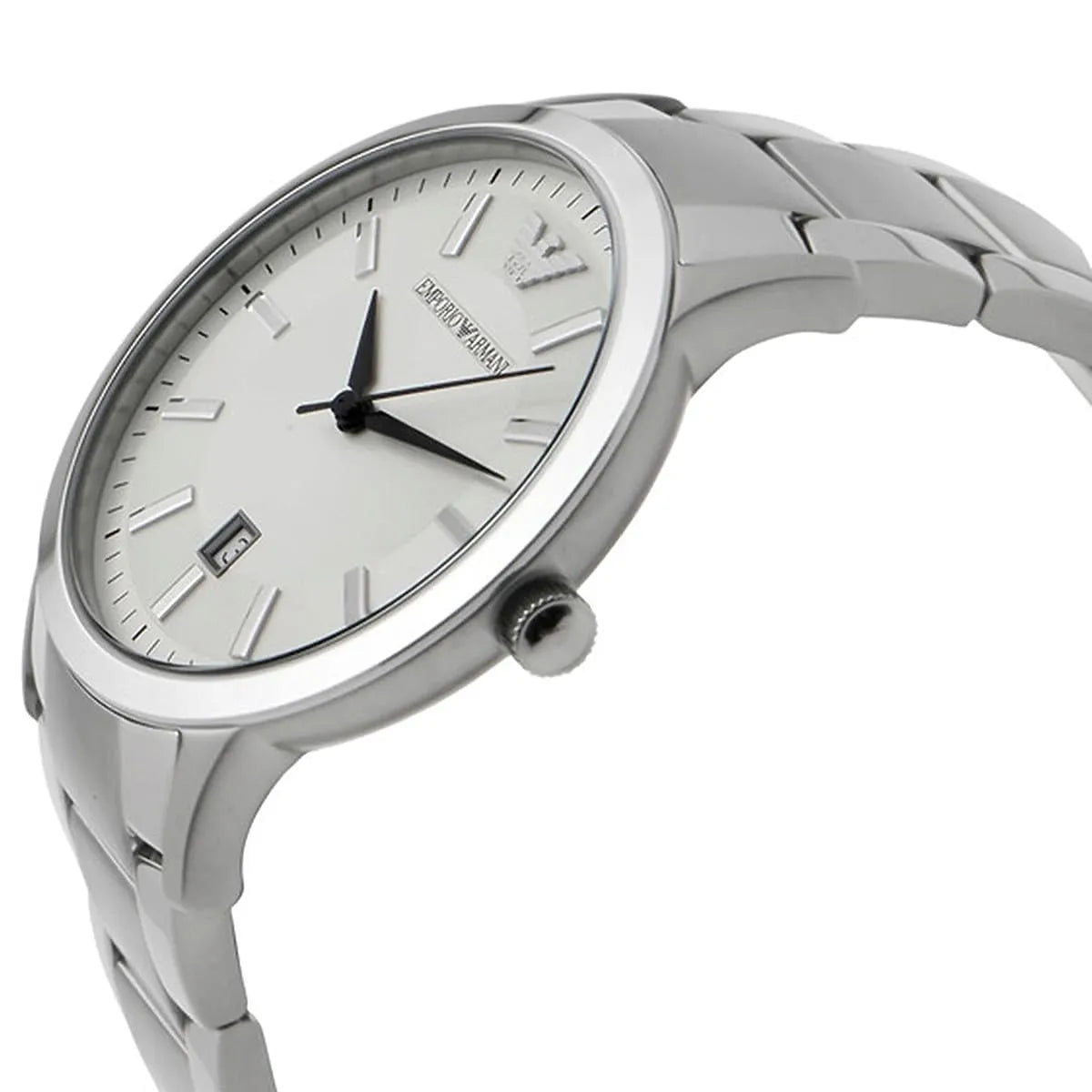 Emporio Armani Renato AR2431 43mm Men's Quartz Watch – Champagne Sunray & Silver Stainless Steel Bracelet