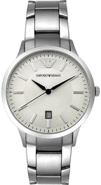 Emporio Armani Renato AR2431 43mm Men's Quartz Watch – Champagne Sunray & Silver Stainless Steel Bracelet