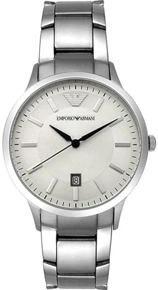 Emporio Armani Renato AR2431 43mm Men's Quartz Watch – Champagne Sunray & Silver Stainless Steel Bracelet