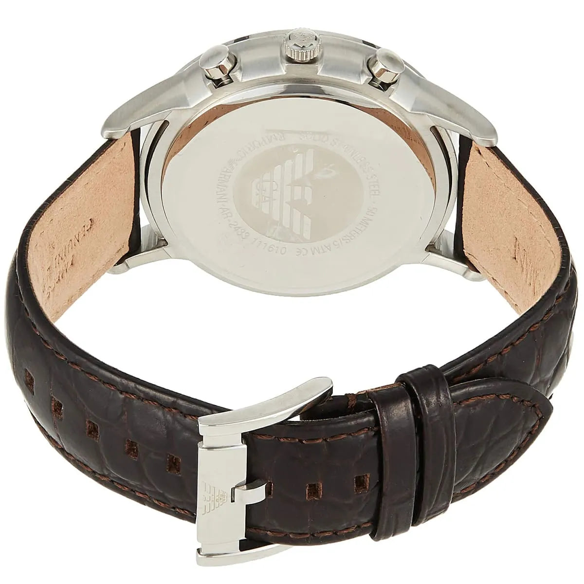 Emporio Armani Renato AR2433 43mm Men's Chronograph Watch – Champagne & Brown Genuine Leather Strap