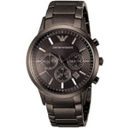 Emporio Armani Renato AR2454 43mm Men's Chronograph Watch – Black Sunray & Black Stainless Steel Bracelet