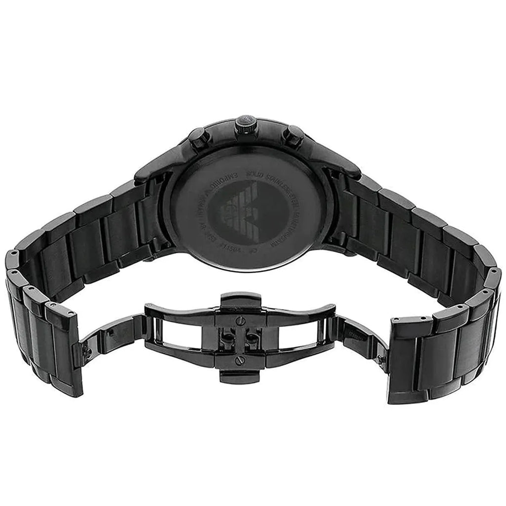 Emporio Armani Renato AR2454 43mm Men's Chronograph Watch – Black Sunray & Black Stainless Steel Bracelet