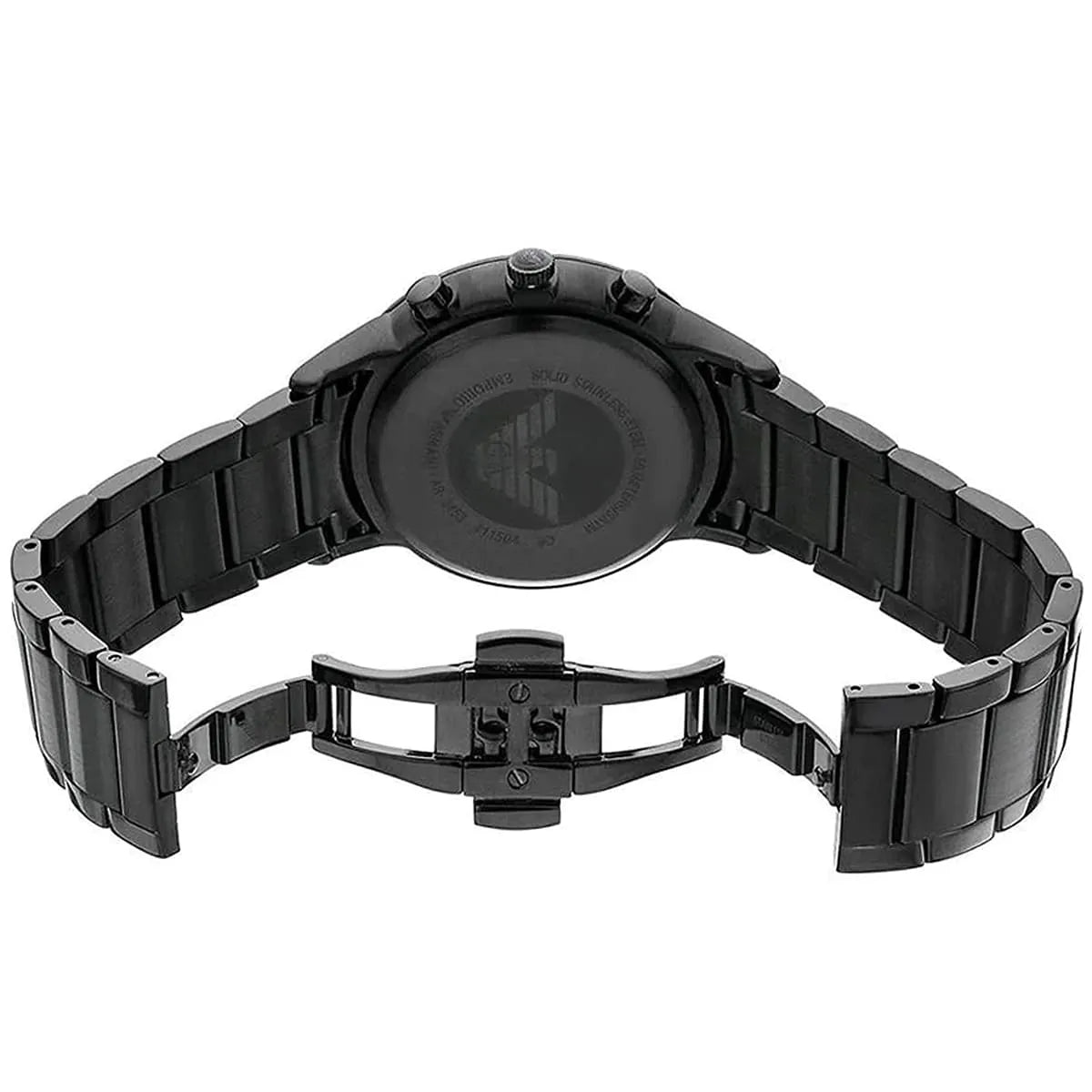 Emporio Armani Renato AR2454 43mm Men's Chronograph Watch – Black Sunray & Black Stainless Steel Bracelet