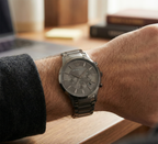 Emporio Armani Renato AR2454 43mm Men's Chronograph Watch – Black Sunray & Black Stainless Steel Bracelet