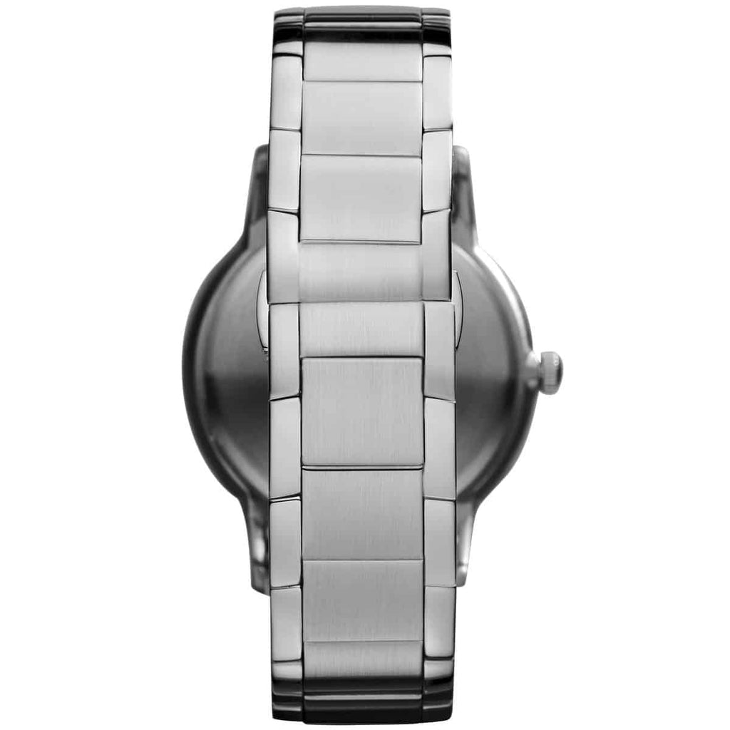Emporio Armani Renato AR2457 43mm Men's Quartz Watch – Black Sunray & Silver Stainless Steel Bracelet