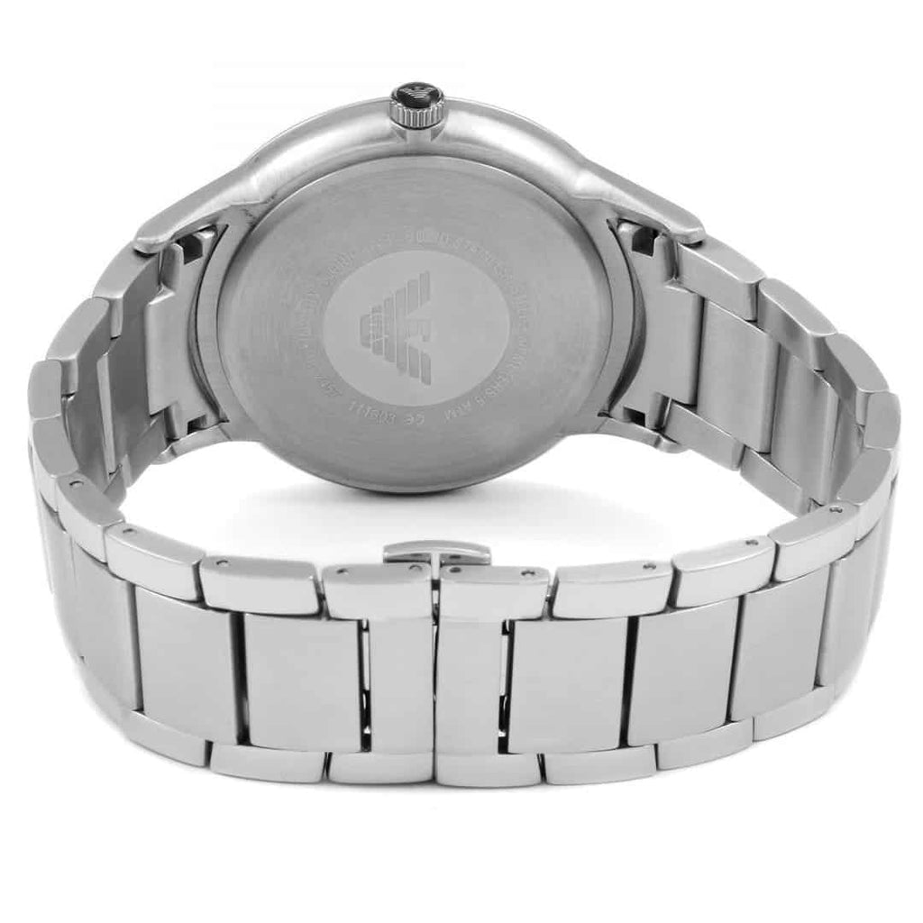 Emporio Armani Renato AR2457 43mm Men's Quartz Watch – Black Sunray & Silver Stainless Steel Bracelet