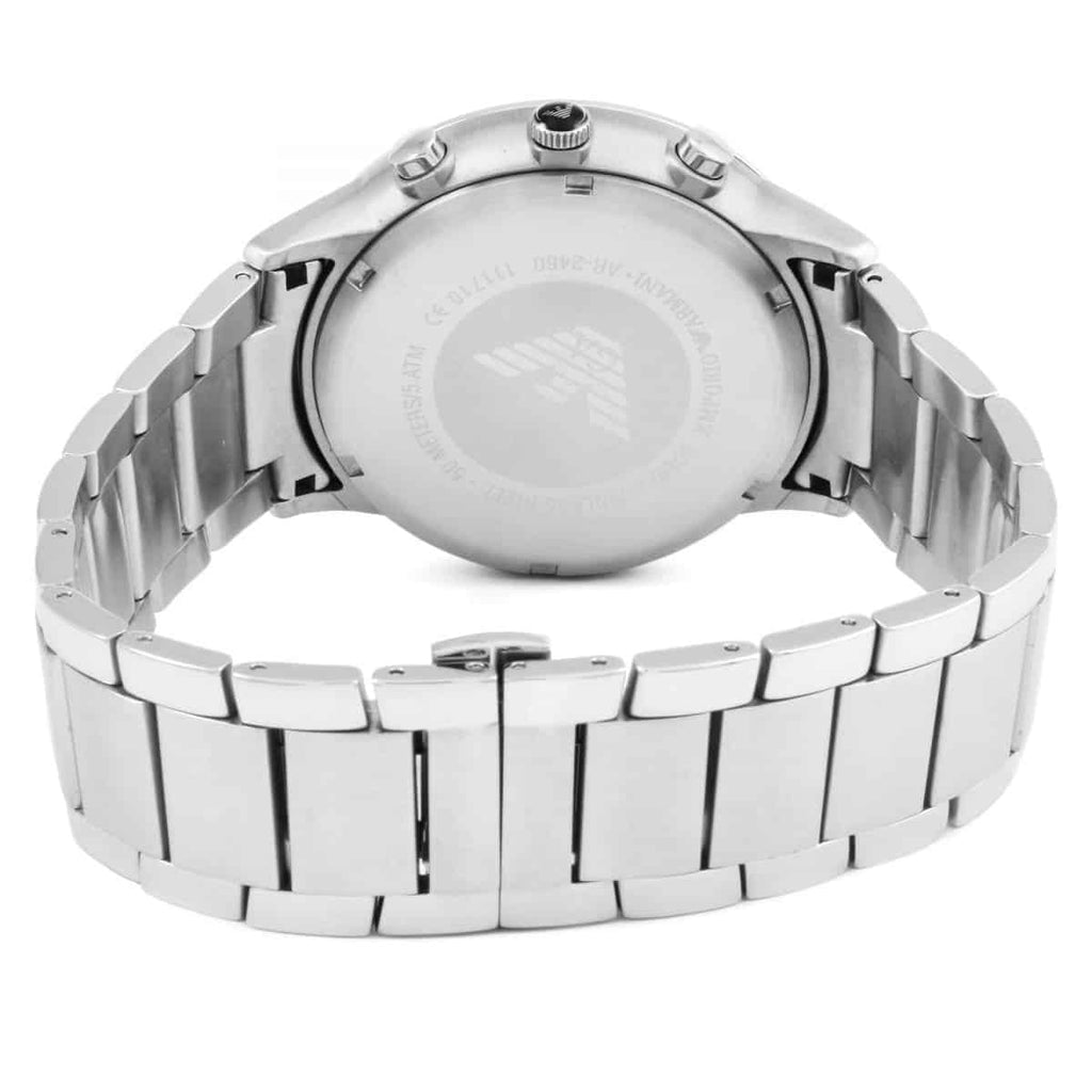 Emporio Armani Renato AR2460 46mm Men's Chronograph Watch – Black & Silver Stainless Steel Bracelet