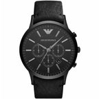 Emporio Armani Renato AR2461 46mm Men's Chronograph Watch – Black & Black Genuine Leather Strap