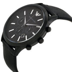 Emporio Armani Renato AR2461 46mm Men's Chronograph Watch – Black & Black Genuine Leather Strap