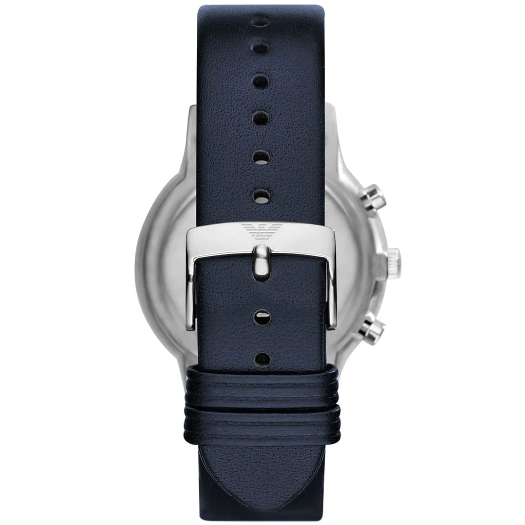 Emporio Armani Renato AR2473 43mm Men's Chronograph Watch – Navy Blue Textured & Navy Blue Genuine Leather Strap