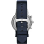 Emporio Armani Renato AR2473 43mm Men's Chronograph Watch – Navy Blue Textured & Navy Blue Genuine Leather Strap