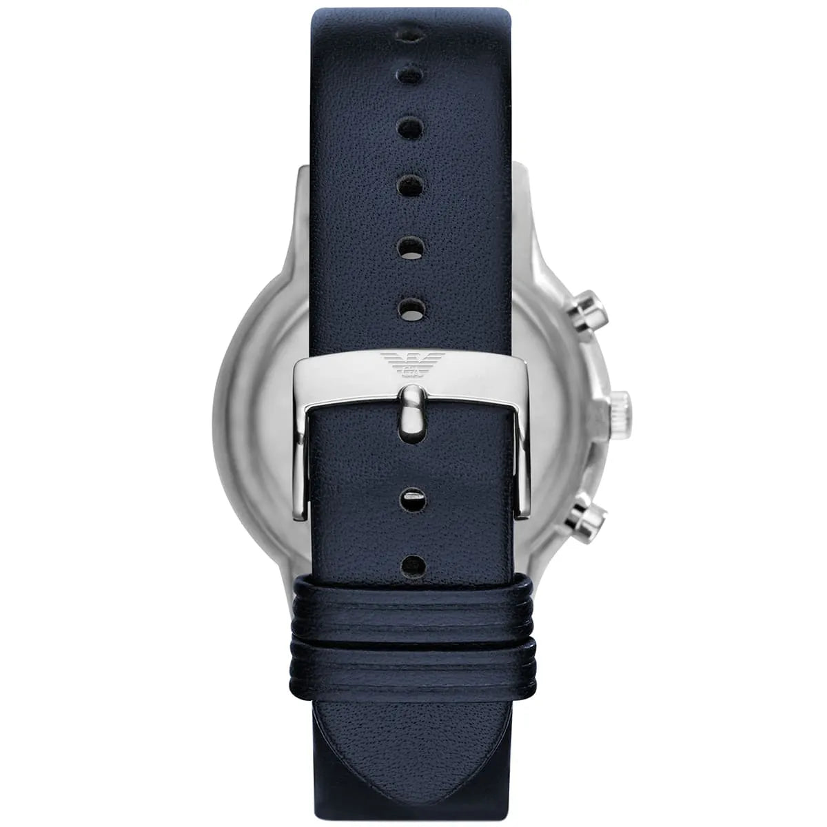 Emporio Armani Renato AR2473 43mm Men's Chronograph Watch – Navy Blue Textured & Navy Blue Genuine Leather Strap