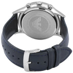 Emporio Armani Renato AR2473 43mm Men's Chronograph Watch – Navy Blue Textured & Navy Blue Genuine Leather Strap