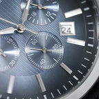 Emporio Armani Renato AR2473 43mm Men's Chronograph Watch – Navy Blue Textured & Navy Blue Genuine Leather Strap