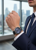 Emporio Armani Renato AR2473 43mm Men's Chronograph Watch – Navy Blue Textured & Navy Blue Genuine Leather Strap