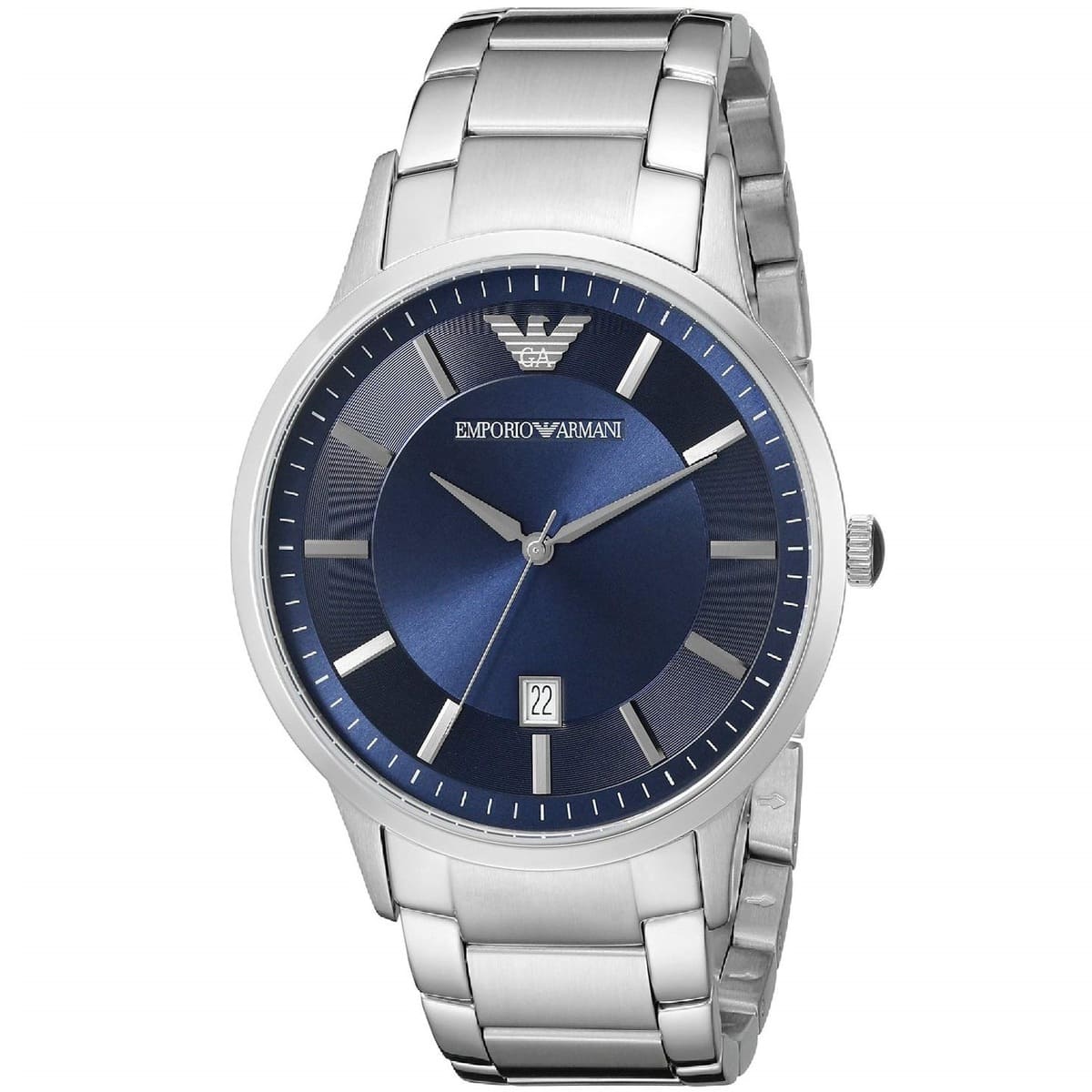 Emporio Armani Renato AR2477 43mm Men's Quartz Watch – Navy Blue & Two-Tone Stainless Steel Bracelet