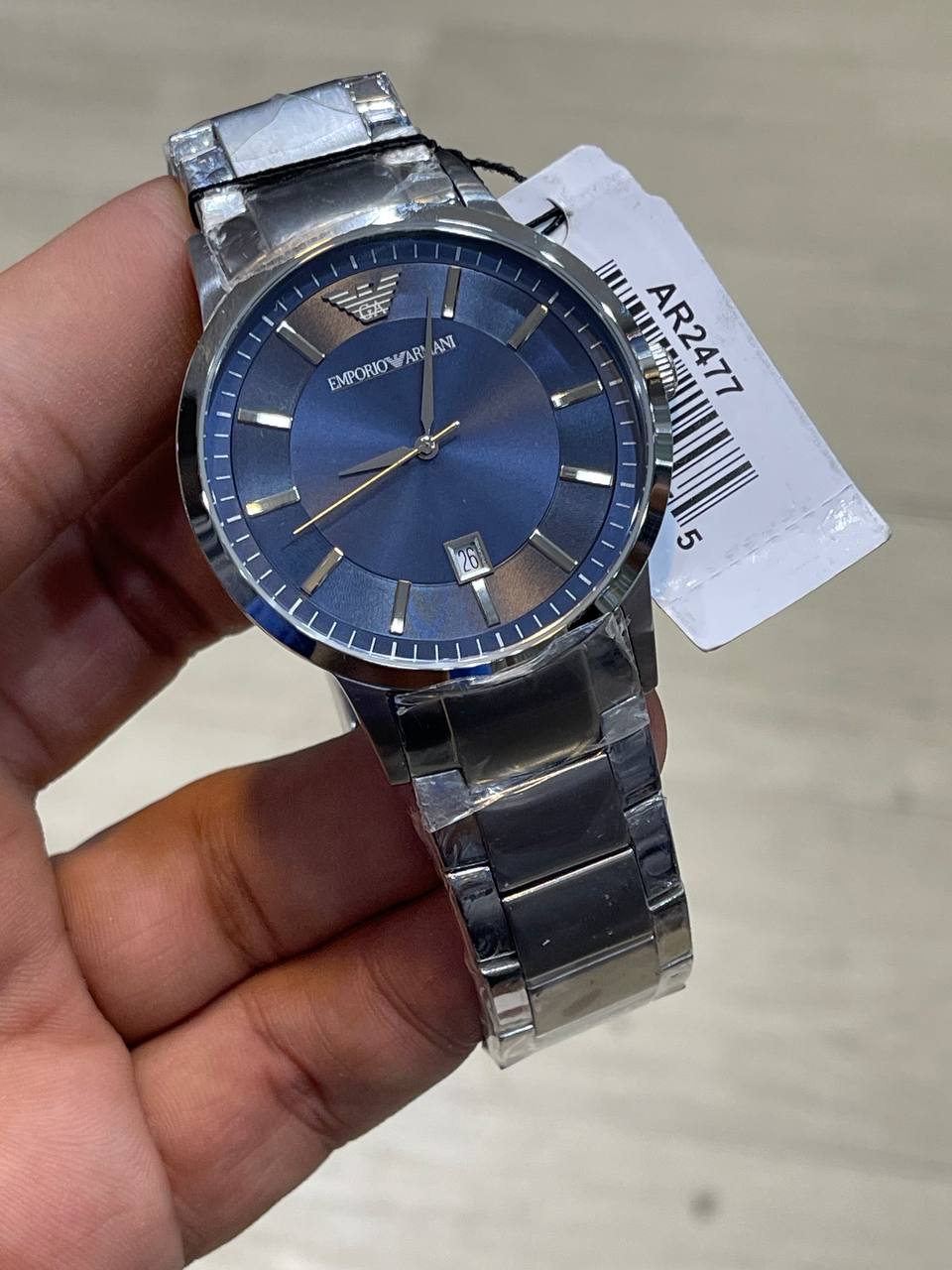 Emporio Armani Renato AR2477 43mm Men's Quartz Watch – Navy Blue & Two-Tone Stainless Steel Bracelet