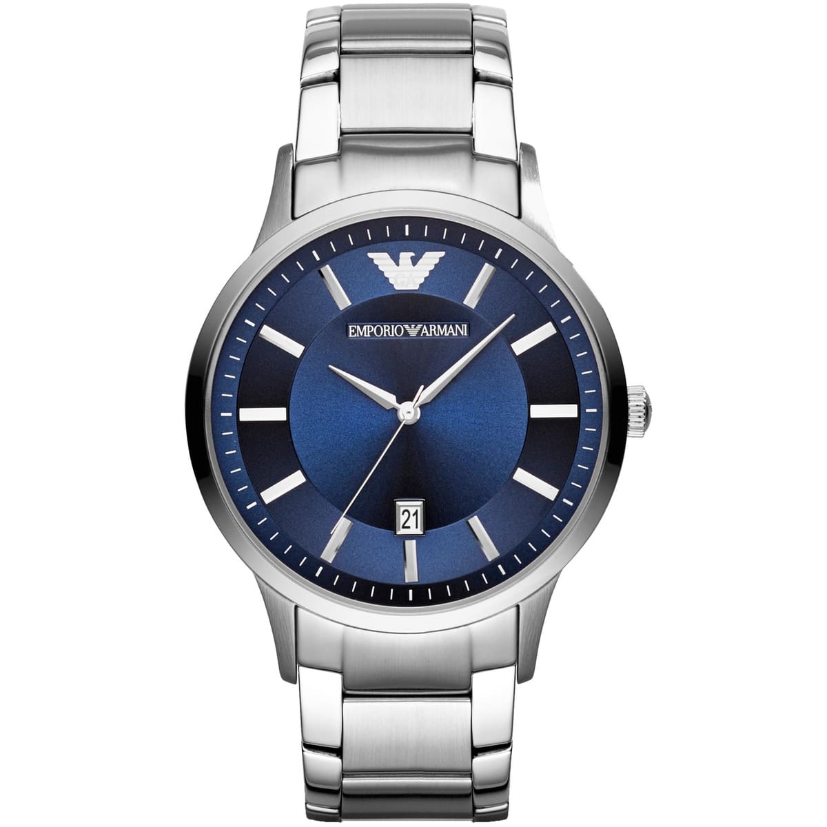 Emporio Armani Renato AR2477 43mm Men's Quartz Watch – Navy Blue & Two-Tone Stainless Steel Bracelet