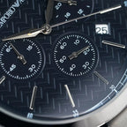 Emporio Armani Renato AR2486 43mm Men's Chronograph Watch – Navy Blue Textured & Blue Stainless Steel Bracelet