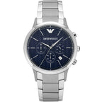 Emporio Armani Renato AR2486 43mm Men's Chronograph Watch – Navy Blue Textured & Blue Stainless Steel Bracelet