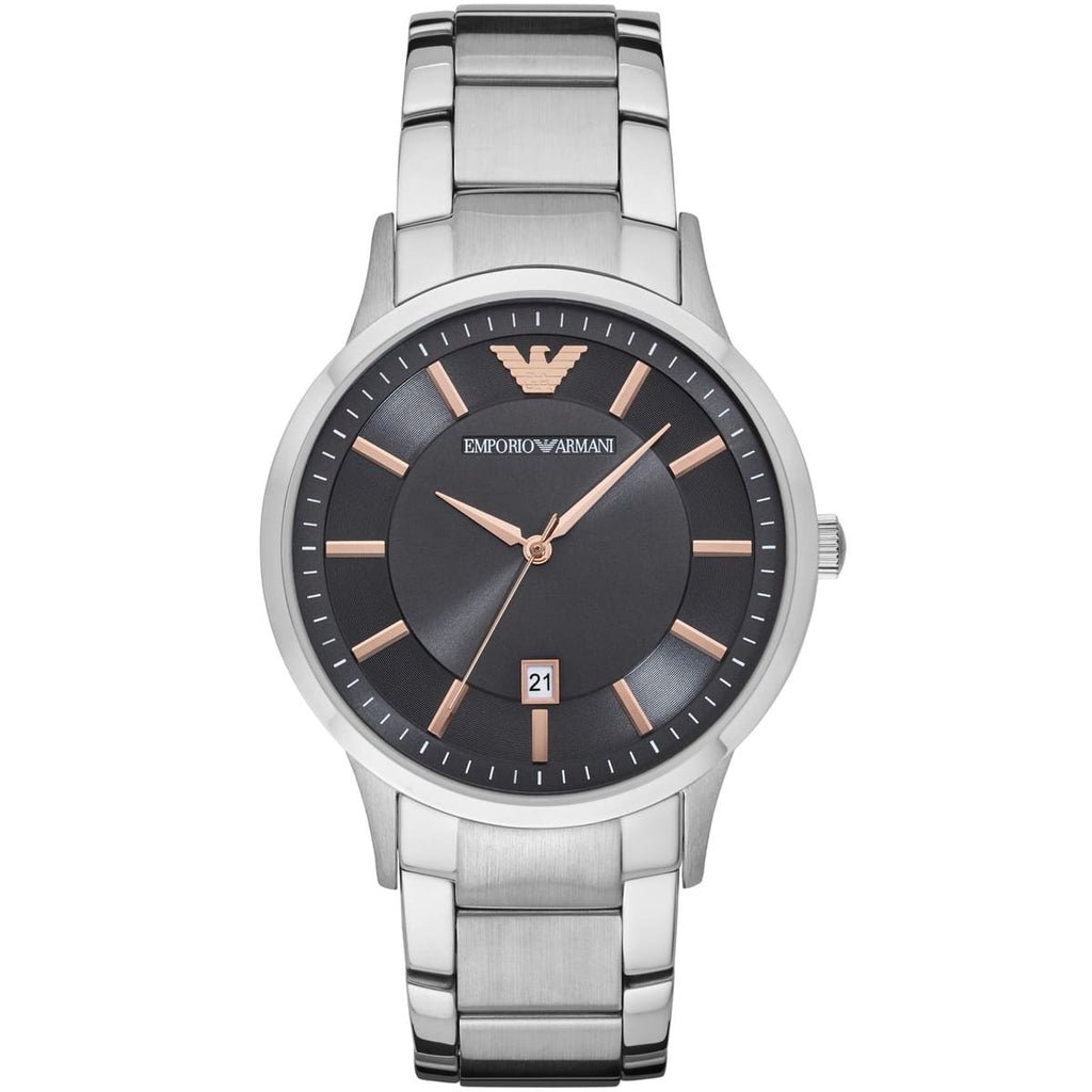 Emporio Armani Renato AR2514 43mm Men's Chronograph Watch – Grey & Silver Stainless Steel Bracelet