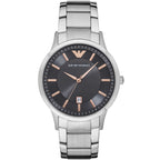 Emporio Armani Renato AR2514 43mm Men's Chronograph Watch – Grey & Silver Stainless Steel Bracelet