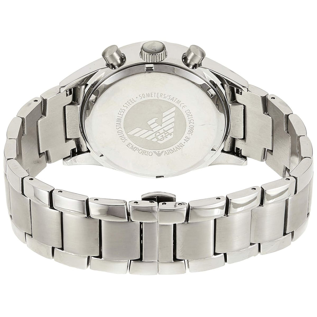 Emporio Armani Retro AR5860 43mm Men's Chronograph Watch – Royal Blue Sunray & Royal Blue Stainless Steel Bracelet
