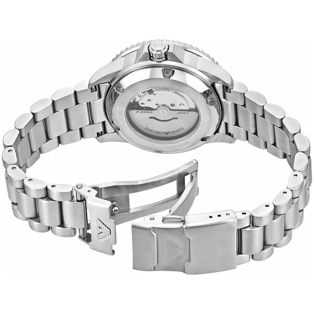 Emporio Armani Sea Explorer AR60079 42mm Men's Automatic Watch – Blue Sunray & Blue Stainless Steel Bracelet