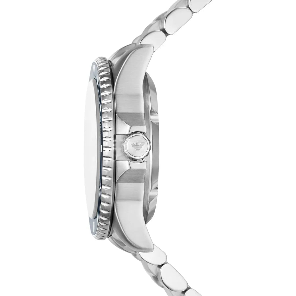 Emporio Armani Sea Explorer AR60079 42mm Men's Automatic Watch – Blue Sunray & Blue Stainless Steel Bracelet