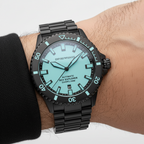 Emporio Armani Sea Explorer AR60084 42mm Men's Automatic Watch – Tiffany Blue Sunray & Black Stainless Steel Bracelet