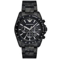 Emporio Armani Sigma AR11027 44mm Men's Chronograph Watch – Black Textured & Black Stainless Steel Bracelet