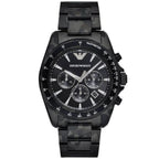 Emporio Armani Sigma AR11027 44mm Men's Chronograph Watch – Black Textured & Black Stainless Steel Bracelet